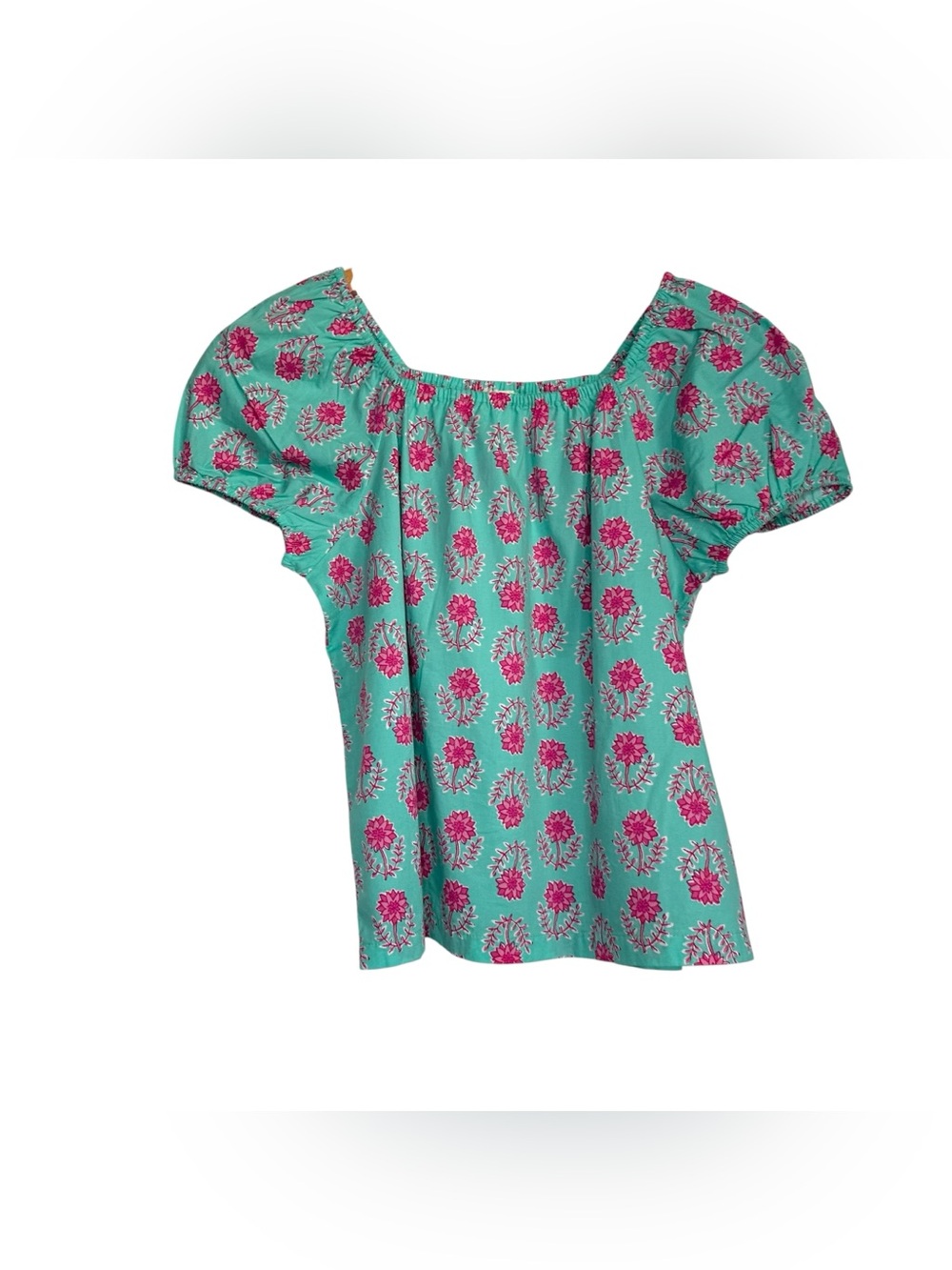 Crewcuts Factory Girls Floral Top sz 14 Blue Pink Short Sleeve NEW